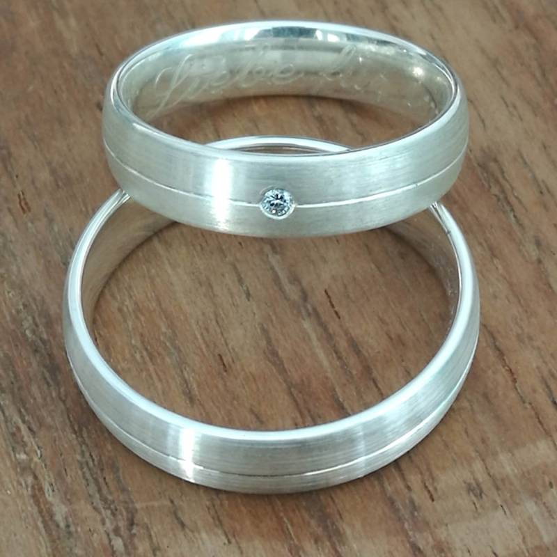 2 Silber Trauringe Mit Diamant Brillant - Fugenlos | Sterling 925 Partnerringe Hochzeitsringe Freundschaftsringe Eheringe Verlobung von SkielkaDesignschmuck