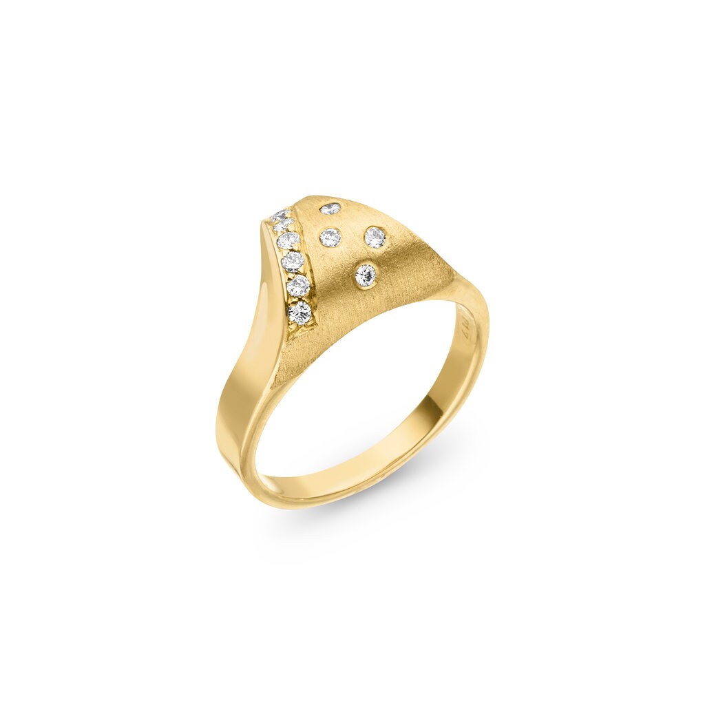 Goldring Mit Diamant Brillanten | Gelbgold 585 Hochwertige Goldschmiedearbeit von SkielkaDesignschmuck