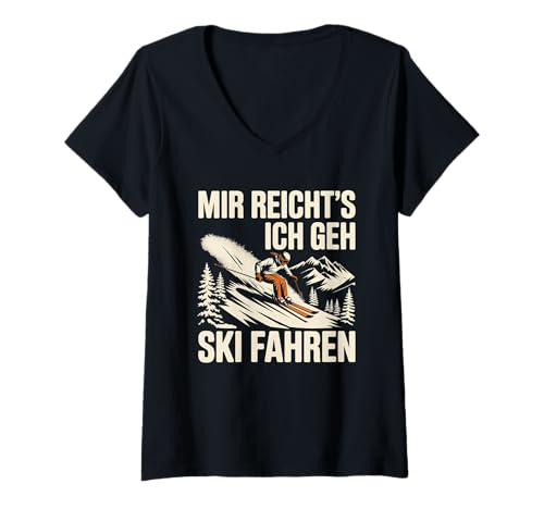 Damen Skifahren Mir Reicht's Ski Fahren Apres Ski Wintersport T-Shirt mit V-Ausschnitt von Skifahrer Apres Ski Wintersport Skiurlaub