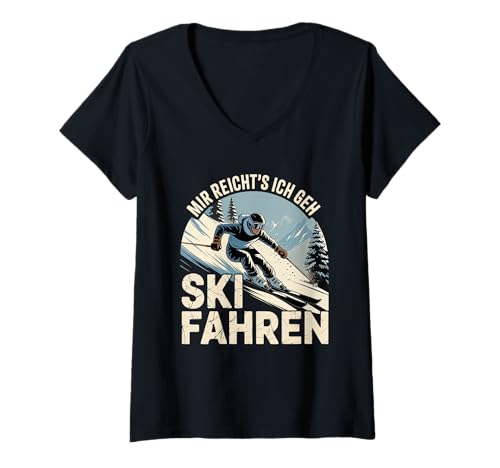 Damen Skifahren Mir Reicht's Ski Fahren Apres Ski Wintersport T-Shirt mit V-Ausschnitt von Skifahrer Apres Ski Wintersport Skiurlaub