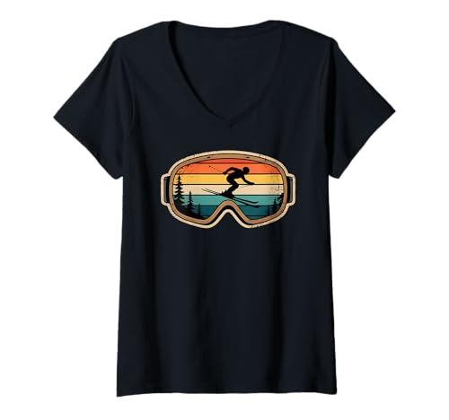 Damen Skispringen Skifahren Wintersport T-Shirt mit V-Ausschnitt Damen Skispringen Skifahren Wintersport T-Shirt mit V-Ausschnitt von Skiing Design Ski Lover Winter Skiing