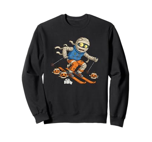 Lustiges Skifahren Ski Mama Kürbis Halloween Kinder Herren Damen Sweatshirt von Skiing Lovers Cute Halloween Outfits for Boy Girl