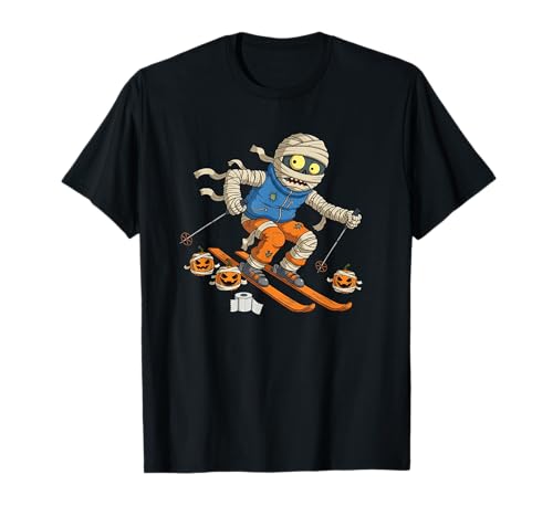 Lustiges Skifahren Ski Mama Kürbis Halloween Kinder Herren Damen T-Shirt von Skiing Lovers Cute Halloween Outfits for Boy Girl