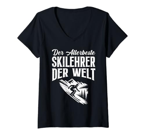 Damen Skilehrer DER ALLERBESTEN SKILEHRER DERWELT LUSTIG Skifahrer T-Shirt mit V-Ausschnitt von Skilehrer Shirt Skifahrer Lustig Skifahren Trainer