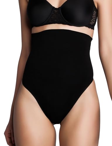 Skin Wrap Shapewear Damen - Hoher String Damen (S-2XL) Body Shaper Damen Bauchweg Unterhose Damen - nahtlos & formend, Farbe:Schwarz (BK), Größe:M von Skin Wrap