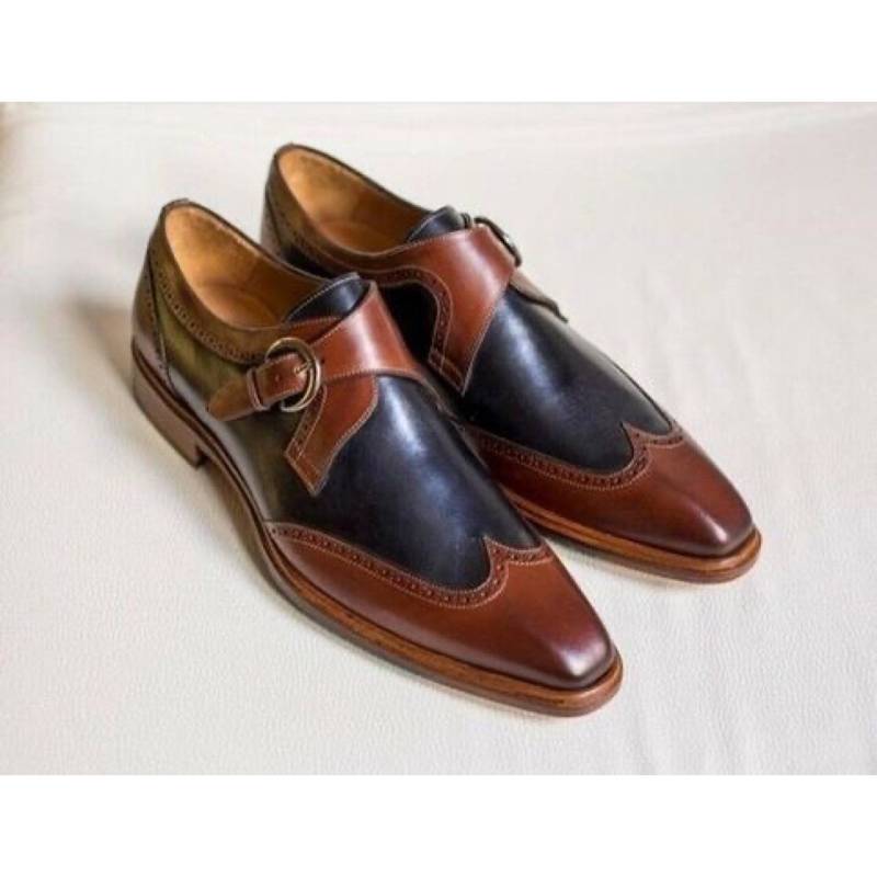 Handgefertigte Zweifarbige Lederkleidschuhe Für Herren Wingtip Oxford Style von SkinCraftClub