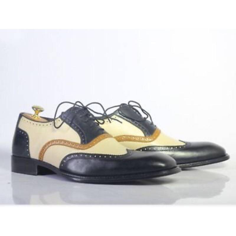 Handgemachte Mehrfarbige Leder Wingtip Oxford Kleid Schuhe von SkinCraftClub