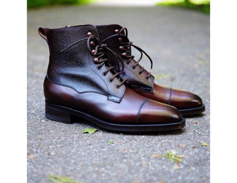 Herren Handgefertigte Leder Wingtip Cloche-stiefel Im Vintage-stil von SkinCraftClub