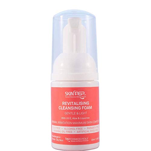 SkinPep Revitalisierender Reinigungsschaum – Sanfter und leichter Gesichtsreiniger + Vitamin E + Aloe Vera – tiefer und sanfter Reinigungsschaum – SkinPep Make-up-Entferner Reiniger (30 ml) von SkinPep