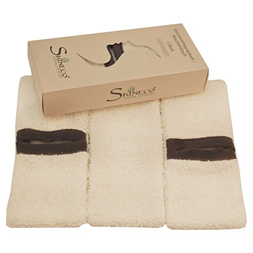 SKINECO - Gesichtsreinigungstuch/Abschminktuch 4 Seiten Make-Up Entferner Tuch (3 Stück) waschbar & wiederverwendbar 100% Baumwolle von Skineco