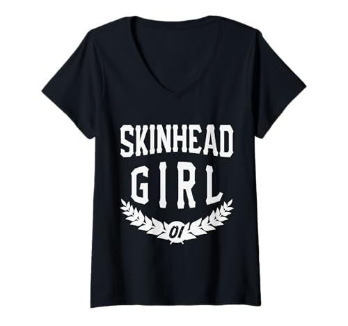 Damen Oi Skinhead /Skinhead Rock and Roll/Punk Rock T-Shirt mit V-Ausschnitt Damen Oi Skinhead /Skinhead Rock and Roll/Punk Rock T-Shirt mit V-Ausschnitt von Skinhead Girl Oi