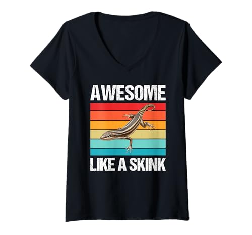 Damen Skinke Skink T-Shirt mit V-Ausschnitt Damen Skinke Skink T-Shirt mit V-Ausschnitt von Skinke Skink Tier Shop