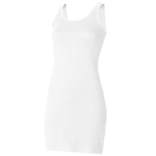 Skinni Fit Damen Ladies Stretch Vest Dress Kleid, Weiß (White), 42 (Herstellergröße: X-Large) von Skinni Fit