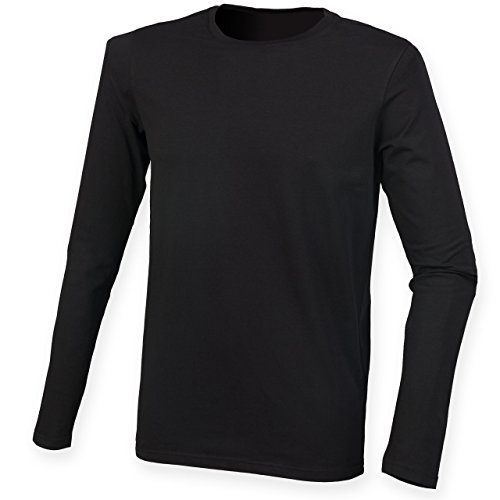 Skinni Fit Skinnifit Herren langärmelige T-Shirt Stretch SF124, Schwarz von Skinni Fit