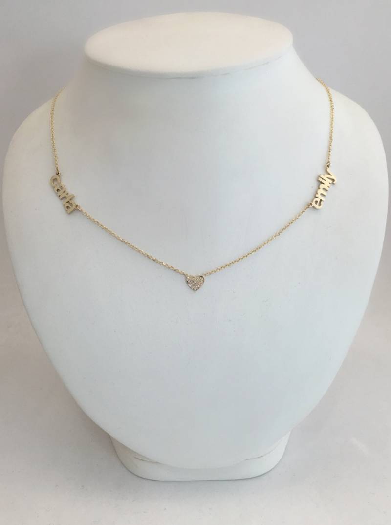 2 Namenskette Mit Diamant Herz 2 Namenskette Mit Diamant Herz von SkinnyBling