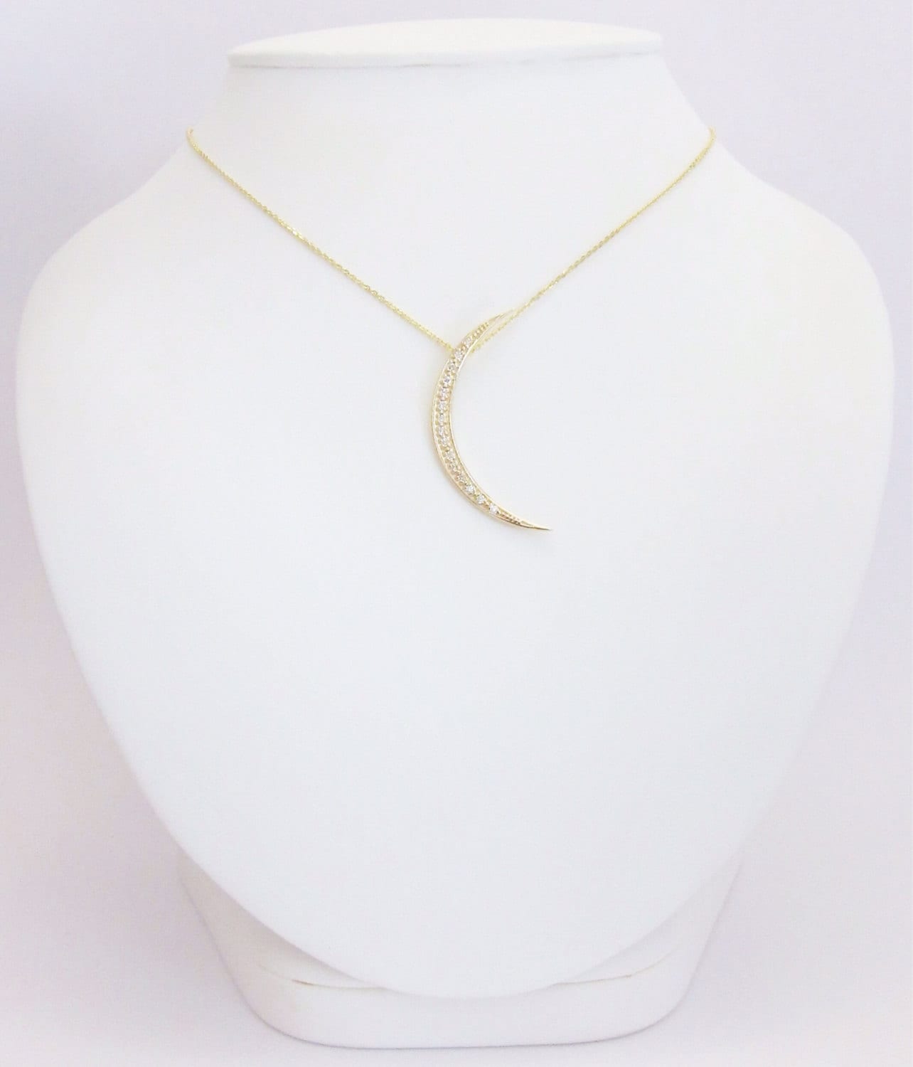 Diamant Halbmond Halskette // 585 Gelb-, Weiss - Oder Roségold Natürliche Diamanten Diamant Halbmond Halskette // 585 Gelb-, Weiss - Oder Roségold Natürliche Diamanten von SkinnyBling