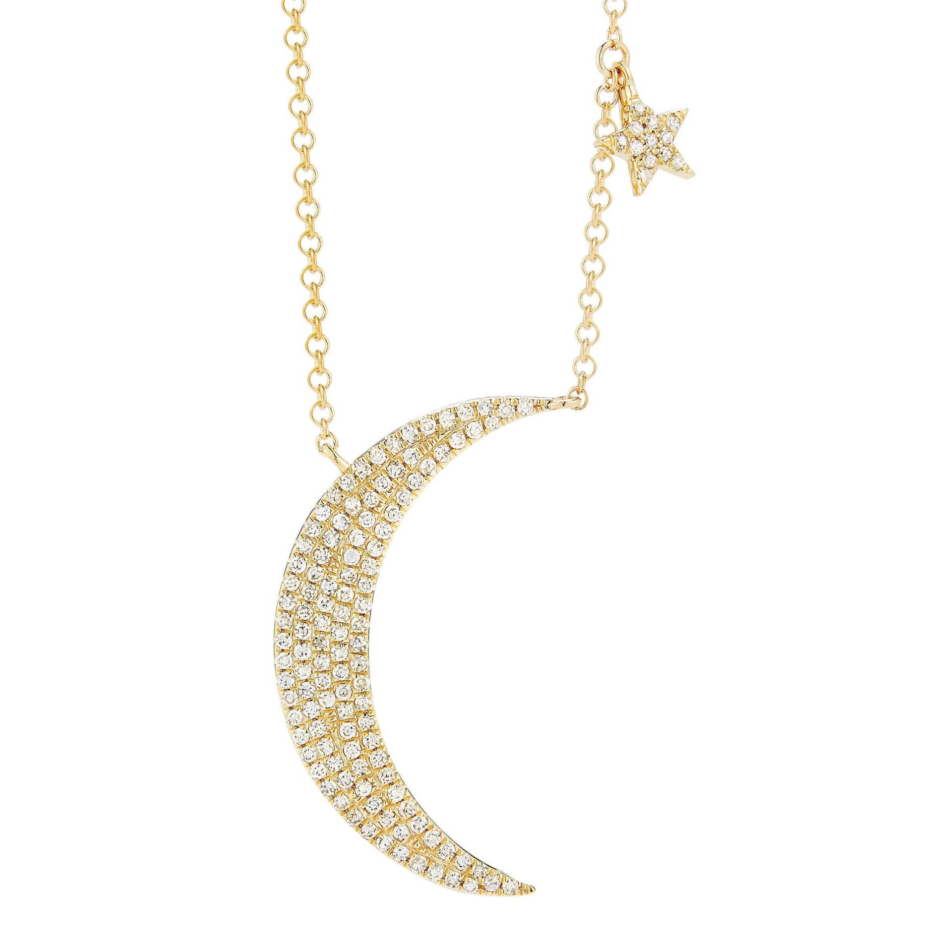 Diamant Halbmond & Stern Kette 14K Gold Celestial Anhänger Diamant Halbmond & Stern Kette 14K Gold Celestial Anhänger von SkinnyBling