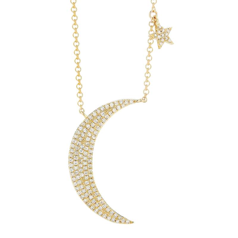 Diamant Halbmond & Stern Kette 14K Gold Celestial Anhänger Diamant Halbmond & Stern Kette 14K Gold Celestial Anhänger von SkinnyBling
