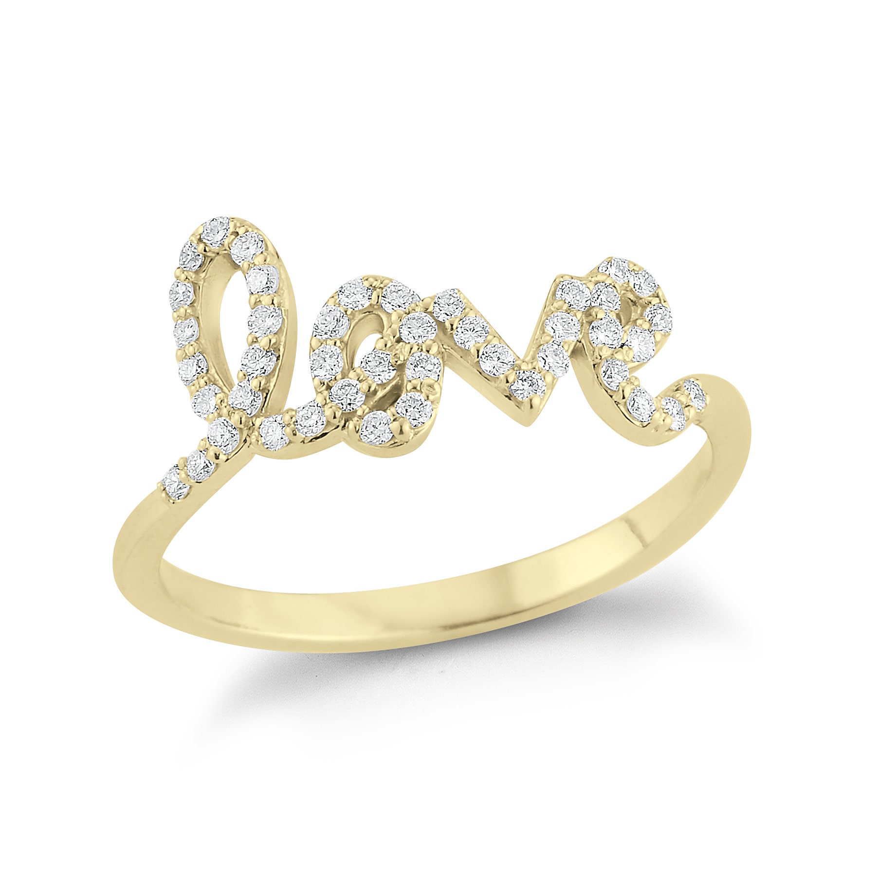 "Gold Und Diamant "Love" Ring, 14Kt Gold, Naturdiamanten, Valentinstag Geschenk Für Sie, Feiner Schmuck Von Skinny Bling." "Gold Und Diamant "Love" Ring, 14Kt Gold, Naturdiamanten, Valentinstag Geschenk Für Sie, Feiner Schmuck Von Skinny Bling." von SkinnyBling