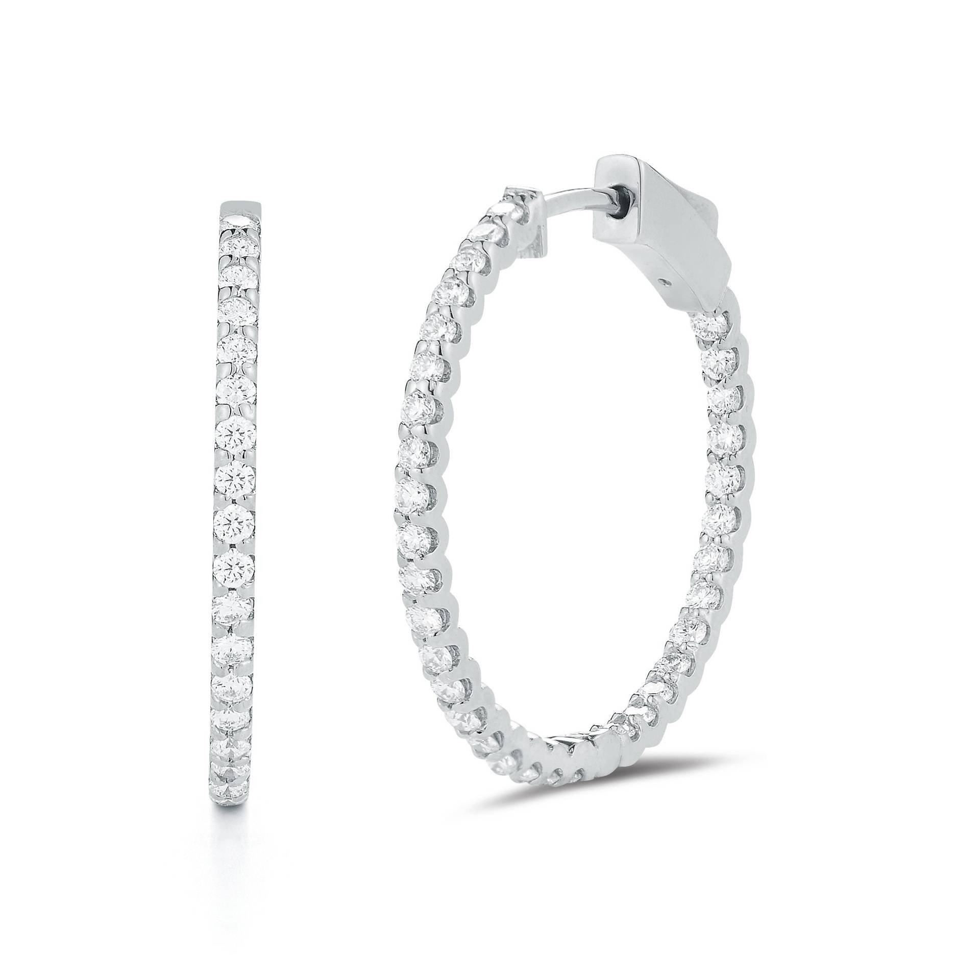 Mittelgroße Innen - Und Außenbereich 14K Gold Diamant Creolen | 1, 00 "Durchmesser 0, 97 Ct Mittelgroße Innen - Und Außenbereich 14K Gold Diamant Creolen | 1, 00 "Durchmesser 0, 97 Ct von SkinnyBling