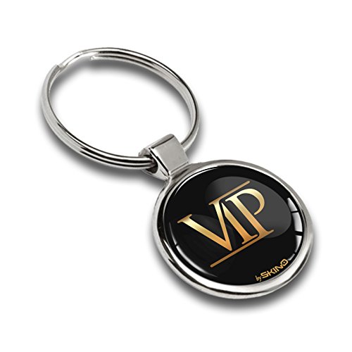 SkinoEu® Schlüsselanhänger Metall Keyring Autoschlüssel mit Geschenkbox Geschenk Metall-Schlüsselanhänger Schlüsselbund Edelstahl VIP Gold Emblem KK 173 von SkinoEu