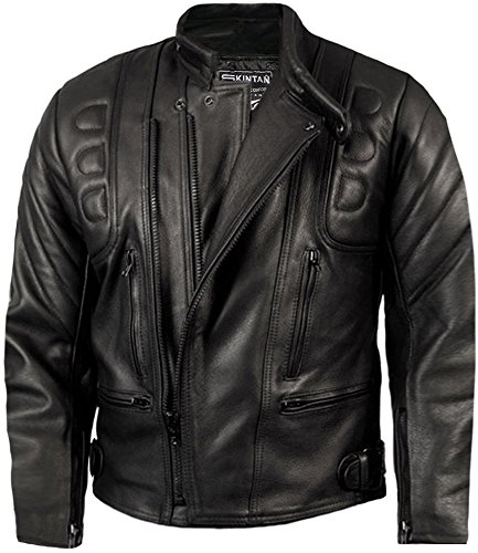 Skintan Herren Leder Gepanzerte Motorradjacke Lederjacke 3XL / 48" (122cm) - LIMO von Skintan