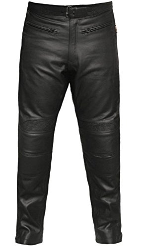 Skintan Herren Leder Motorradhose mit CE Protektoren - Schwarz - Alle Größen - (L33 - W42) von Skintan