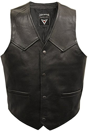 Skintan Herren echtes Leder Weste Schwarz - 6XL 54 von Skintan