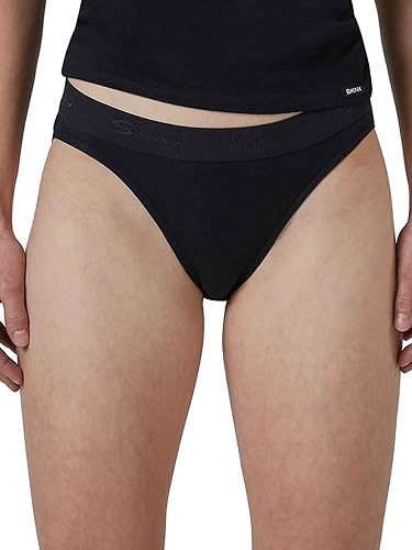 Damen Rio Slip 2er Pack Cotton Rib Black 42 von Skiny