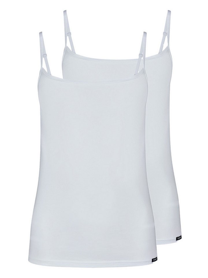 Skiny Achseltop 2er Pack Damen Spaghettishirt Cotton Essentials (Packung, 2-St) - von Skiny