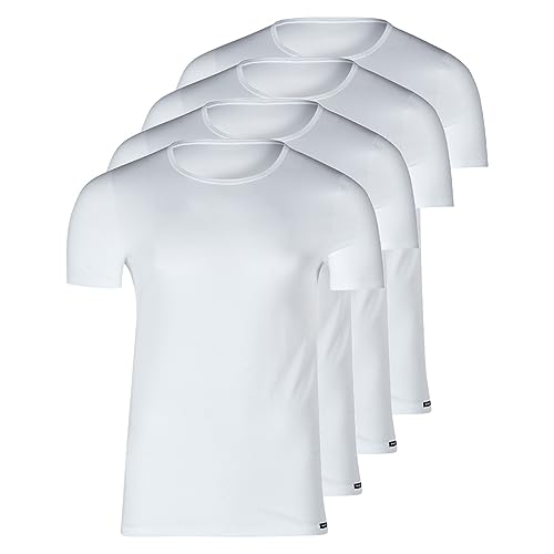 Skiny - Basic - Unterhemd/Shirt Kurzarm - 4er Pack (L Weiß) von Skiny