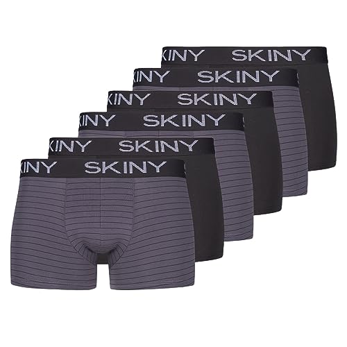 Skiny - Cotton - Retro Short/Pant - 6er Pack (XL Anthracite Stripe Selection) von Skiny