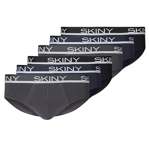 Skiny - Cotton - Slip/Unterhose - 6er Pack (L Grau/Blau) von Skiny