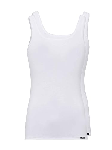 Skiny Damen Advantage Cotton Tank Top 2er Pack Unterhemd, Weiß (White 0500), 36 von Skiny