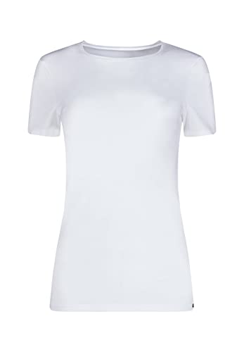 Skiny Damen Shirt - T-Shirt, Baumwolle, Rundhalsausschnitt, Kurzarm, einfarbig Weiß 36 von Skiny