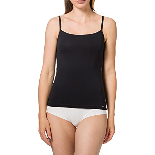 Skiny Damen Skiny Spaghettiskjorte til kvinder bomuldsessentielle Spaghettishirt, Schwarz, 44 EU von Skiny