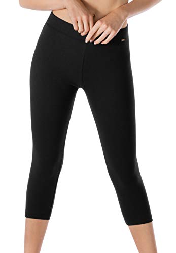 Skiny Damen Sleep & Dream Leggings 3/4 Schlafanzughose, Schwarz (Black 7665), 40 von Skiny