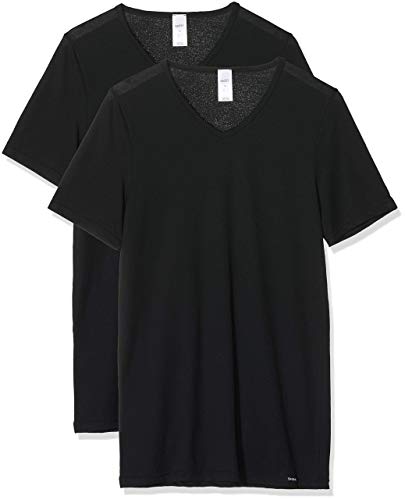 Skiny Herren Skiny Herren V-shirt Kurzarm 2er Pack Shirt Multipack Unterhemd, Schwarz, XL EU von Skiny