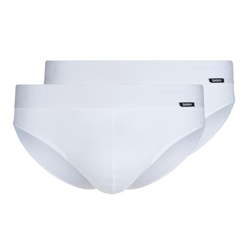 Skiny Herren Cotton Retro Slip, Weiß (080692), S (2er Pack) von Skiny