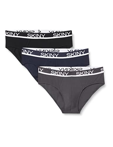 Skiny Herren Skiny Herren Brasil 3er Pack Cotton Multipack Slip, Greyblueblack Selection, XXL EU von Skiny