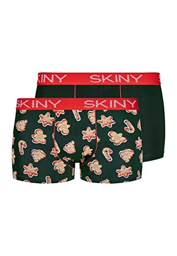 Skiny Herren Pant 2er Pack Retroshorts, DarkGreen gingerbreads selecti, M von Skiny