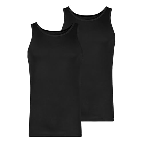 Skiny Herren Shirt Collection Tank Top 2er Pack Unterhemd, Schwarz (Black 7665), Large (Herstellergröße: L) von Skiny