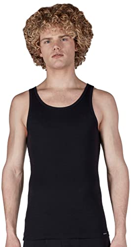 Skiny Herren Shirt Collection Tank Top 2er Pack Unterhemd, Schwarz (Black 7665), Medium (Herstellergröße: M) von Skiny