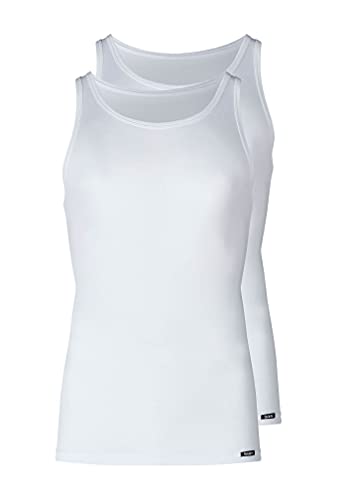 Skiny Herren Shirt Collection Tank Top 2er Pack Unterhemd, Weiß (White 0500), Small (Herstellergröße: S) von Skiny