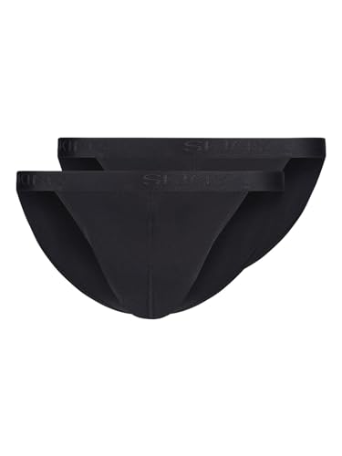 Skiny Herren Tanga Cotton Rib G-String, Schwarz (080693), XXL (2er Pack) von Skiny