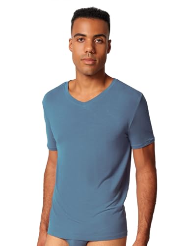 Skiny Herren V-Shirt Kurzarm Calmodal 081428 Gr. L in oceanview von Skiny