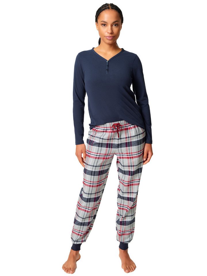 Skiny Pyjama Damen Pyjama lang Night In Skiny Flanell (Stück, 1 tlg) von Skiny