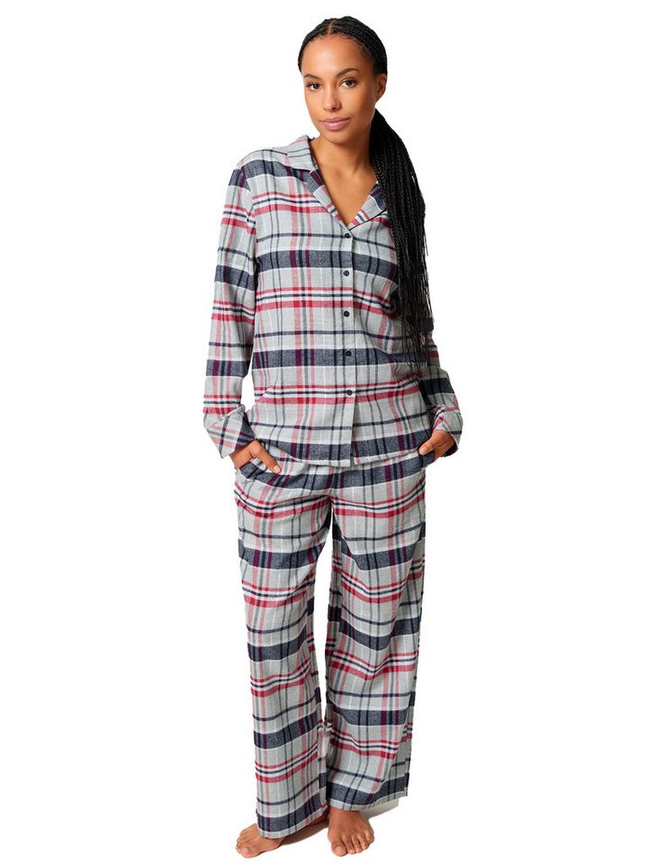Skiny Pyjama Damen Pyjama lang Night In Skiny Flanell (Stück, 1 tlg) von Skiny