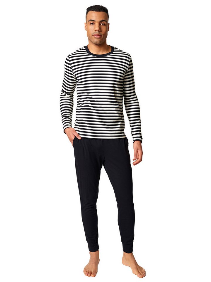 Skiny Pyjama Herren Pyjama lang Slumberline (Stück, 1 tlg) Hautfreundlich, elastisch, Gestreift, Basic von Skiny