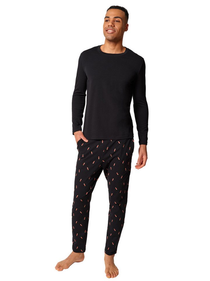 Skiny Pyjama Herren Pyjama lang Slumberline (Stück, 1 tlg) Hautfreundlich, elastisch, Motiv, Basic von Skiny